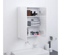 vidaXL Armadietto a Specchio per Bagno 60x15x75 cm MDF Bianco Lucido