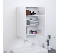 vidaXL Armadietto a Specchio per Bagno 60x15x75 cm MDF Bianco Lucido