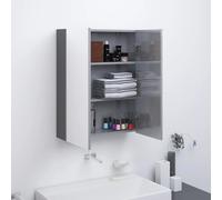 vidaXL Armadietto a Specchio per Bagno 60x15x75 cm MDF Grigio Lucido