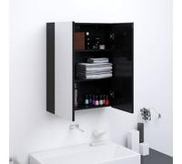 vidaXL Armadietto a Specchio per Bagno 60x15x75 cm MDF Nero Lucido