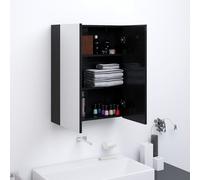 vidaXL Armadietto a Specchio per Bagno 60x15x75 cm MDF Nero Lucido