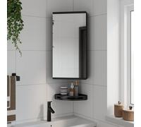 vidaXL Armadietto Angolare con Specchio da Bagno Nero 30x24x60 cm, armadietto angolare da bagno, armadietto da bagno, mobile da bagno angolare