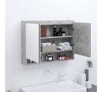 vidaXL Armadietto Bagno con Specchio 80x15x60 cm in MDF Grigio Cemento