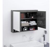 vidaXL Armadietto Bagno con Specchio 80x15x60 cm in MDF Grigio Lucido