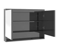 vidaXL Armadietto Bagno con Specchio 80x15x60 cm in MDF Grigio Lucido