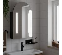 vidaXL Armadietto Bagno con Specchio e LED ad Arco Nero 42x13x70 cm