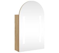 vidaXL Armadietto Bagno con Specchio e LED ad Arco Rovere 42x13x70 cm, armadietto Bagno ad Arco, armadietto a Specchio con LED, armadietto con Specchio