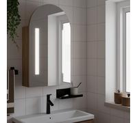 vidaXL Armadietto Bagno con Specchio e LED ad Arco Rovere 42x13x70 cm, armadietto Bagno ad Arco, armadietto a Specchio con LED, armadietto con Specchio