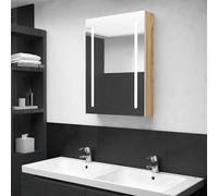 vidaXL Armadietto Bagno con Specchio e LED Bianco e Rovere 50x13x70 cm