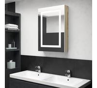 vidaXL Armadietto Bagno con Specchio e LED Bianco e Rovere 50x13x70 cm