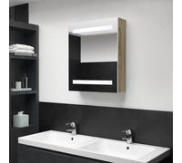 vidaXL Armadietto Bagno con Specchio e LED Bianco e Rovere 50x14x60 cm