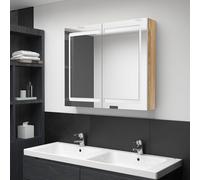 vidaXL Armadietto Bagno con Specchio e LED Bianco e Rovere 80x12x68 cm