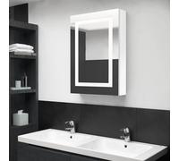 vidaXL Armadietto Bagno con Specchio e LED Bianco Lucido 50x13x70 cm
