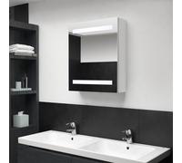 vidaXL Armadietto Bagno con Specchio e LED Bianco Lucido 50x14x60 cm