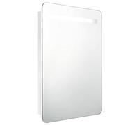 vidaXL Armadietto Bagno con Specchio e LED Bianco Lucido 60x11x80 cm