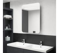 vidaXL Armadietto Bagno con Specchio e LED Bianco Lucido 60x11x80 cm