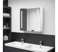 vidaXL Armadietto Bagno con Specchio e LED Bianco Lucido 62x14x60 cm