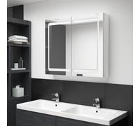 vidaXL Armadietto Bagno con Specchio e LED Bianco Lucido 80x12x68 cm