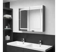 vidaXL Armadietto Bagno con Specchio e LED Grigio 80x12x68 cm