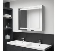 vidaXL Armadietto Bagno con Specchio e LED Grigio Cemento 80x12x68 cm