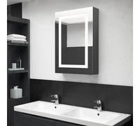 vidaXL Armadietto Bagno con Specchio e LED Grigio Lucido 50x13x70 cm