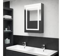 vidaXL Armadietto Bagno con Specchio e LED Grigio Lucido 50x13x70 cm