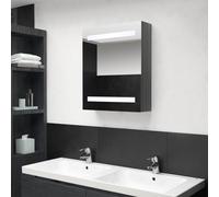 vidaXL Armadietto Bagno con Specchio e LED Grigio Lucido 50x14x60 cm
