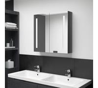vidaXL Armadietto Bagno con Specchio e LED Grigio Lucido 62x14x60 cm