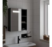 vidaXL Armadietto Bagno con Specchio e LED Nero 45x13x52 cm
