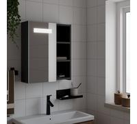 vidaXL Armadietto Bagno con Specchio e LED Nero 45x13x52 cm