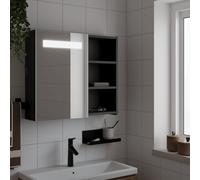 vidaXL Armadietto Bagno con Specchio e LED Nero 60x13x52 cm