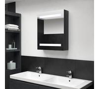 vidaXL Armadietto Bagno con Specchio e LED Nero Lucido 50x14x60 cm