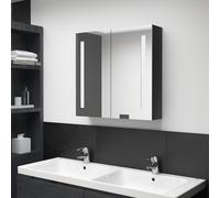 vidaXL Armadietto Bagno con Specchio e LED Nero Lucido 62x14x60 cm
