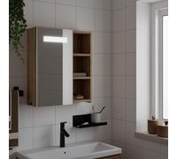 vidaXL Armadietto Bagno con Specchio e LED Rovere 45x13x52 cm
