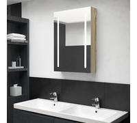 vidaXL Armadietto Bagno con Specchio e LED Rovere 50x13x70 cm