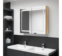 vidaXL Armadietto Bagno con Specchio e LED Rovere 80x12x68 cm