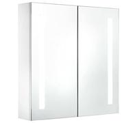 vidaXL Armadietto Bagno con Specchio e Luci LED con Ante e Ripiani Interni Elegante Moderno Funzionale Mobiletto Pensile 60x14x62 cm MDF e Melamina