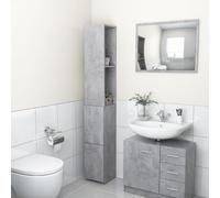 vidaXL Armadietto Bagno Grigio Cemento 25x26,5x170cm Legno Multistrato