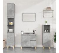 vidaXL Armadietto Bagno Grigio Cemento 30x30x190 cm Legno Multistrato