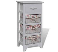 vidaXL Armadietto con 1 Cassetto e 3 Cestini Bianco in Legno Paulownia
