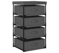 vidaXL Armadietto con 4 Cestini Cassettiera Smontabile Armadio Contenitore da Viaggio Cassetti Scaffale Scaffalatura in Tessuto e Acciaio Grigio