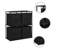 vidaXL Armadietto con 4 Cestini in Tessuto Nero 63x30x71 cm in Acciaio