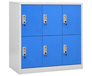 vidaXL Armadietto con Chiave Grigio Chiaro e Blu 90x45x92,5 cm Acciaio