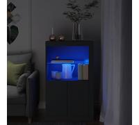 vidaXL Armadietto con Luci LED Nero in Legno Multistrato