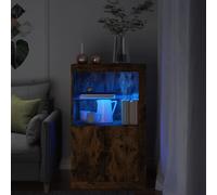 vidaXL Armadietto con Luci LED Rovere Fumo in Legno Multistrato