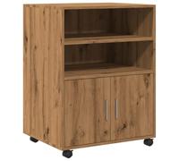 vidaXL Armadietto con Ruote Rovere Artigianale 60x48x81 cm Truciolato, schedario, armadietto per la casa, armadietto per Ufficio