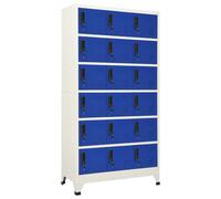 vidaXL Armadietto con Serratura Grigio e Blu 90x40x180 cm Acciaio