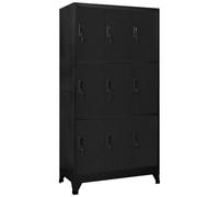 AX Armadietto 90x45x180cm Nero Stile Industriale Ufficio Scuole Serratura 339806