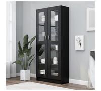 Armadietto con Vetrina Nero 82,5x30,5x185,5cm Legno Multistrato