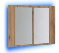 vidaXL - Armadietto da bagno a specchio LED con cornice in rovere artigianale, luci LED personalizzabili e vani portaoggetti, 60x12x45cm